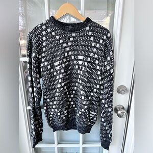 Vintage 80’s Black and White Patterned Sweater men’s Large